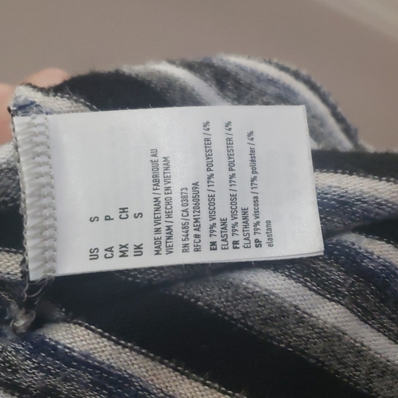 AE S soft & sexy  cold shoulder mini sweater dress white and navy striped - Picture 9 of 9